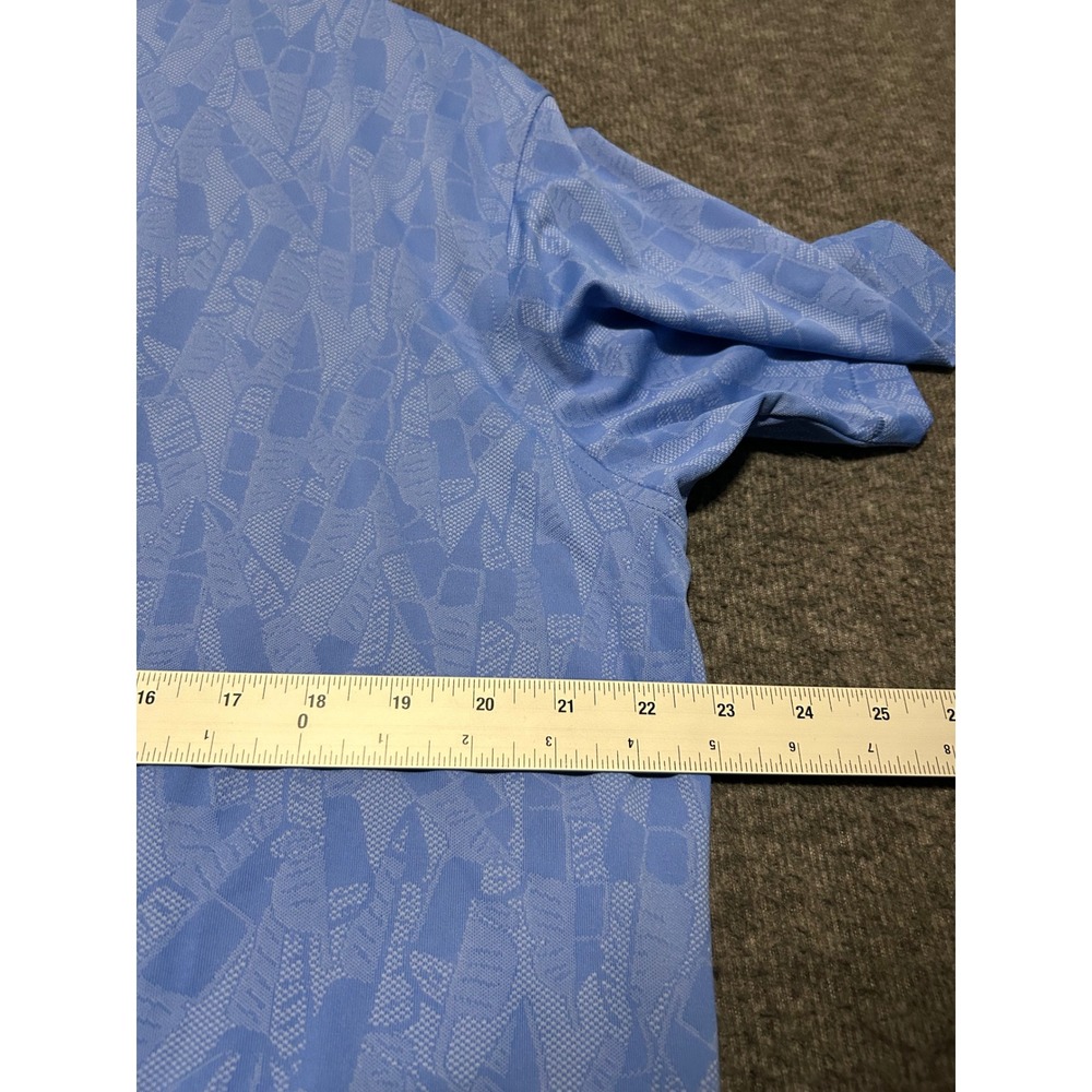 Peter millar polo shirt mens Large leaf print blue performance stretch golf - Picture 8 of 8